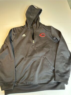 adidas Black Hoodie with Red 'C' Chest Emblem